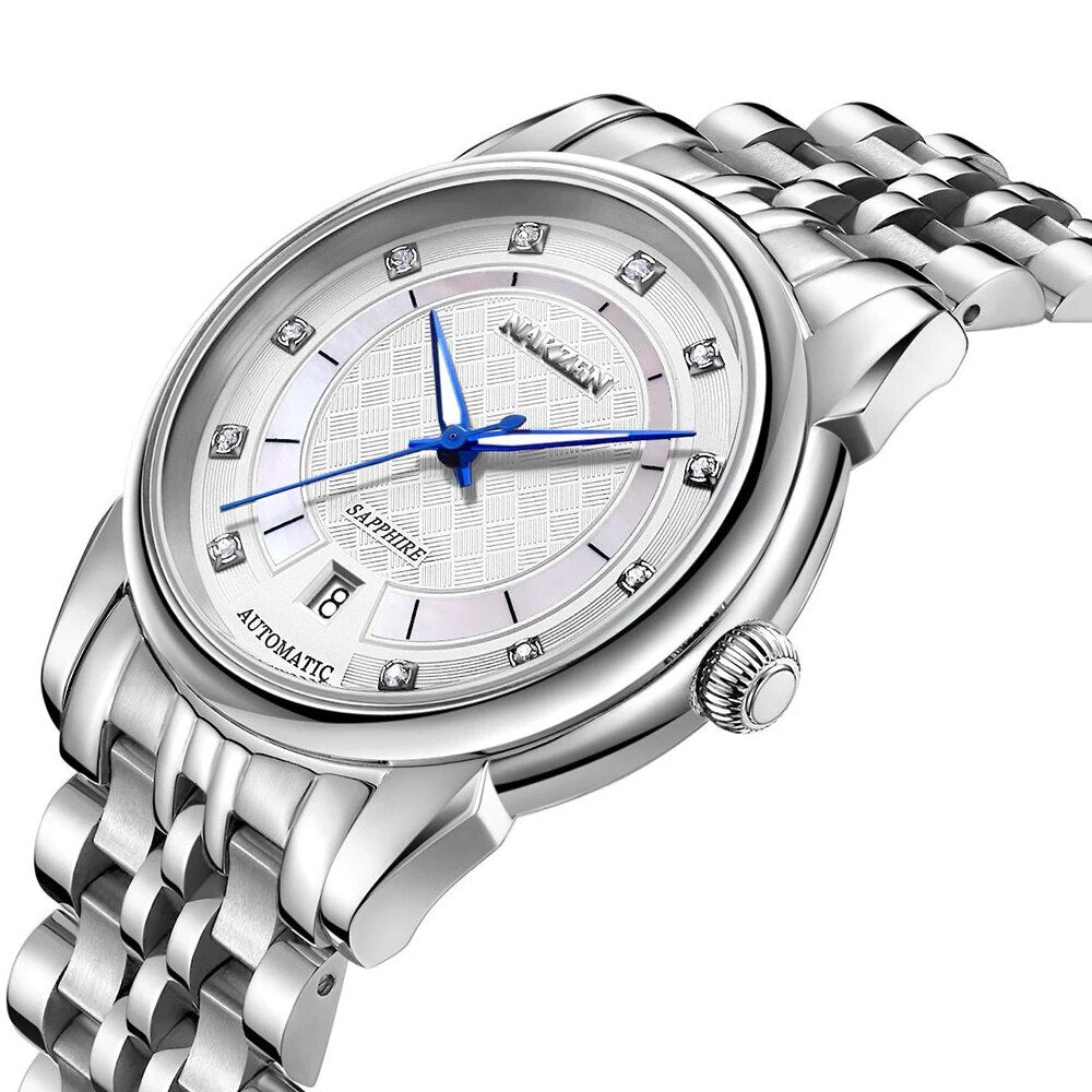 NAKZEN Men Japan Automatic NH35 Movement Mechanical Watch Mens Luminous Waterproof Diamond Classic Wrist Watches Reloj Hombre 6033-3