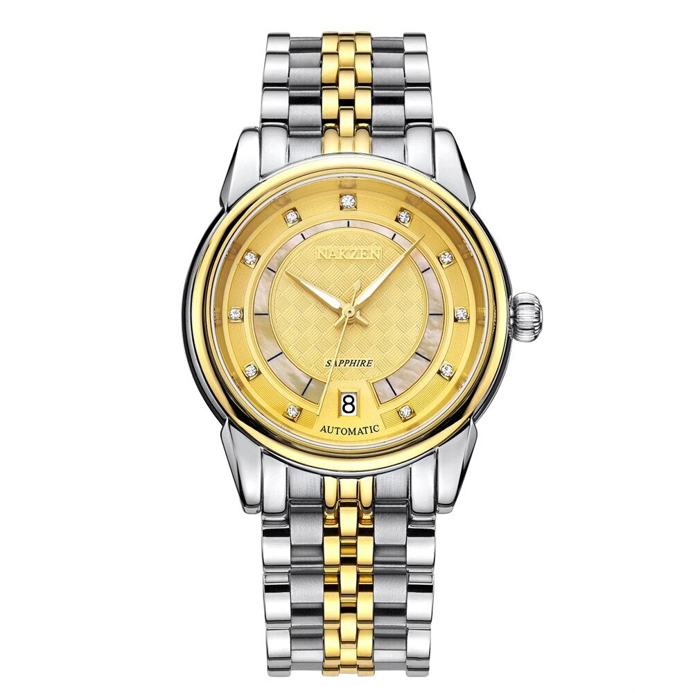 NAKZEN Men Japan Automatic NH35 Movement Mechanical Watch Mens Luminous Waterproof Diamond Classic Wrist Watches Reloj Hombre 6033-1