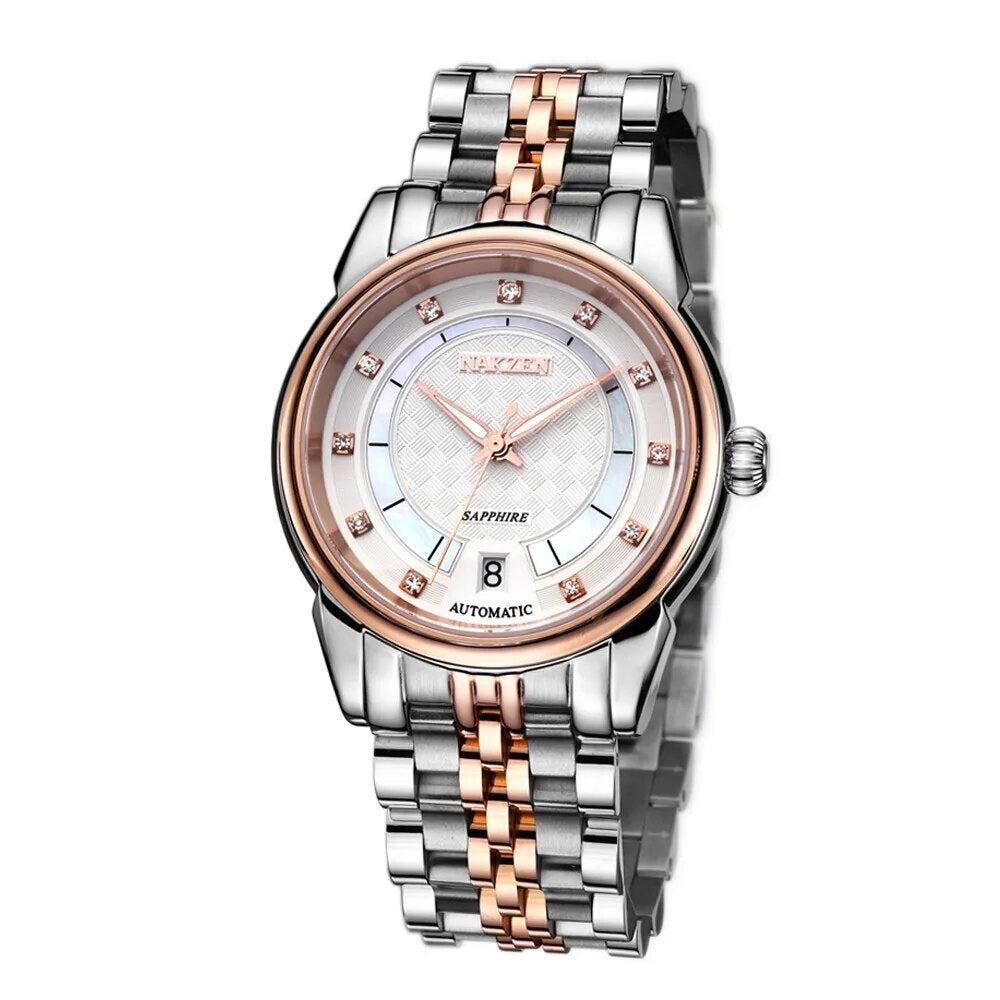 NAKZEN Men Japan Automatic NH35 Movement Mechanical Watch Mens Luminous Waterproof Diamond Classic Wrist Watches Reloj Hombre 6033-7