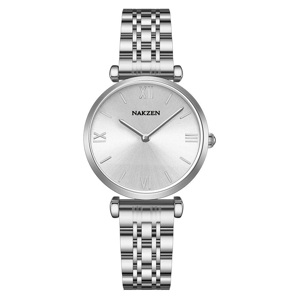 NAKZEN Luxury Crystal Watch Women Waterproof Rose Gold Steel Strap Ladies Wrist Watches Top Brand Bracelet Clock Relogio Feminino 4153-9
