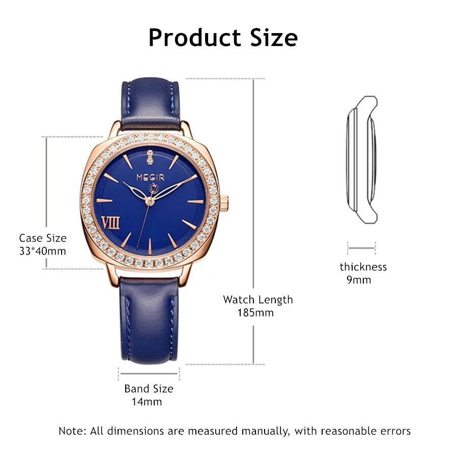 MEGIR Fashion Women Watch Luxury Diamond Leather Ladies Bracelet Watch Female Quartz Wristwatches Dress Clock Relogio Feminino 7029-5