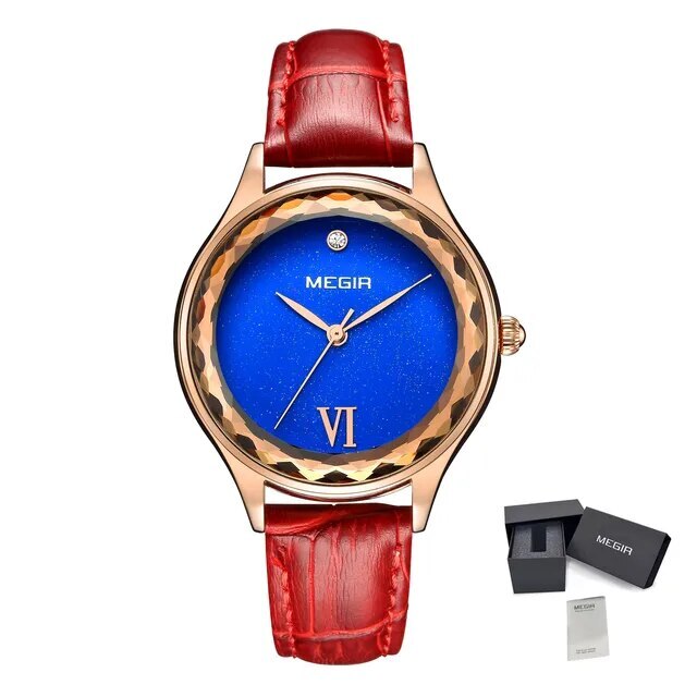 MEGIR Fashion Watch for Women Luxury Leather Casual Simple Quartz Wristwatch Waterproof Ladies Dress Clock Relogio Feminino 4208-8