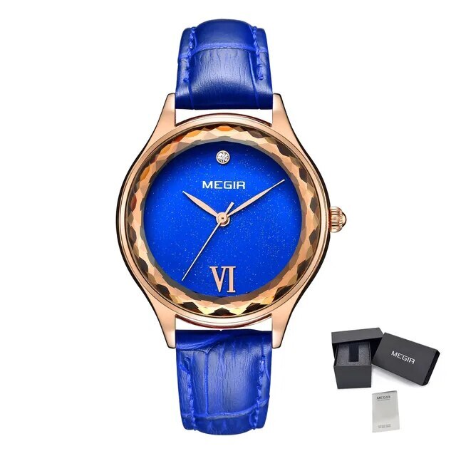 MEGIR Fashion Watch for Women Luxury Leather Casual Simple Quartz Wristwatch Waterproof Ladies Dress Clock Relogio Feminino 4208-9