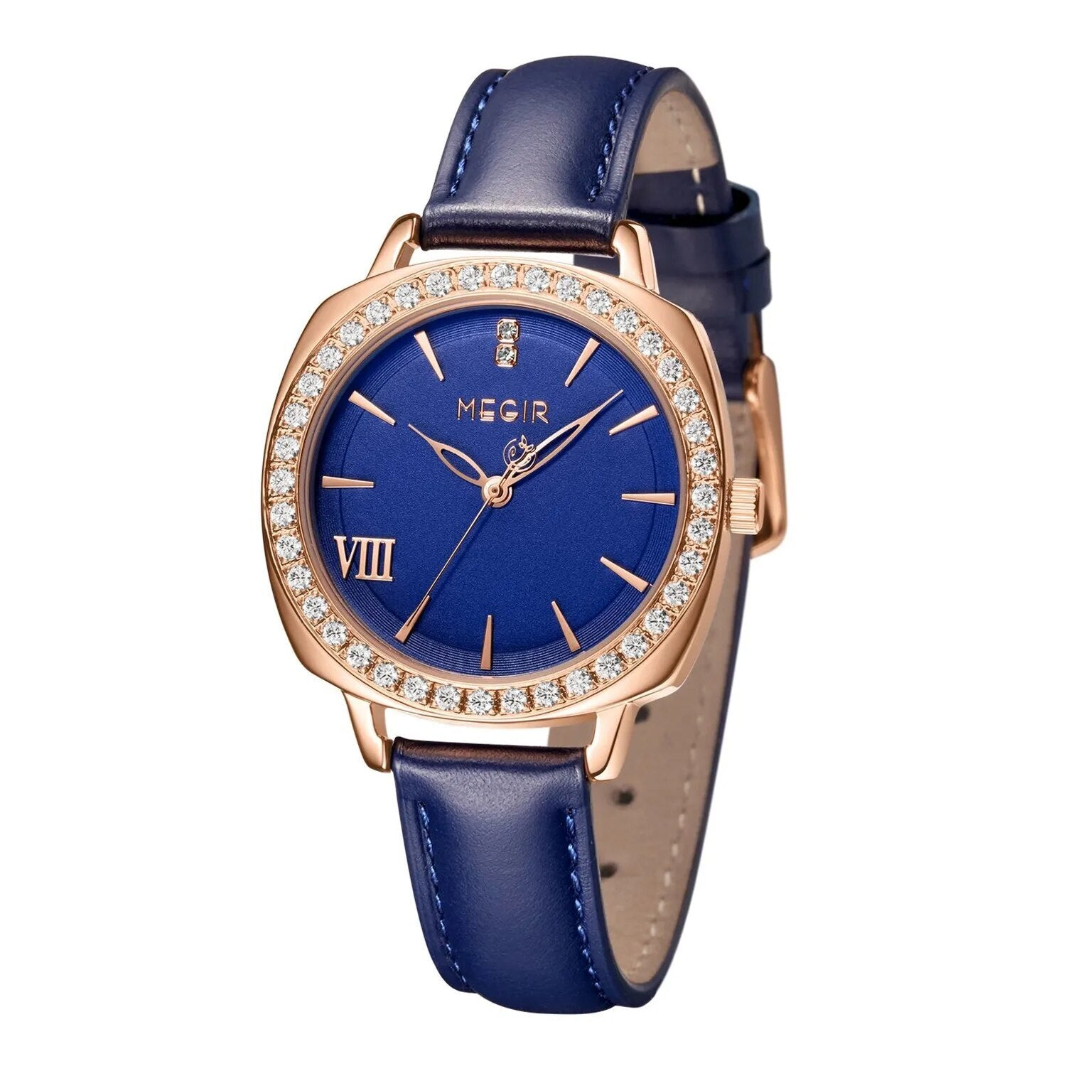 MEGIR Fashion Women Watch Luxury Diamond Leather Ladies Bracelet Watch Female Quartz Wristwatches Dress Clock Relogio Feminino 7029-7