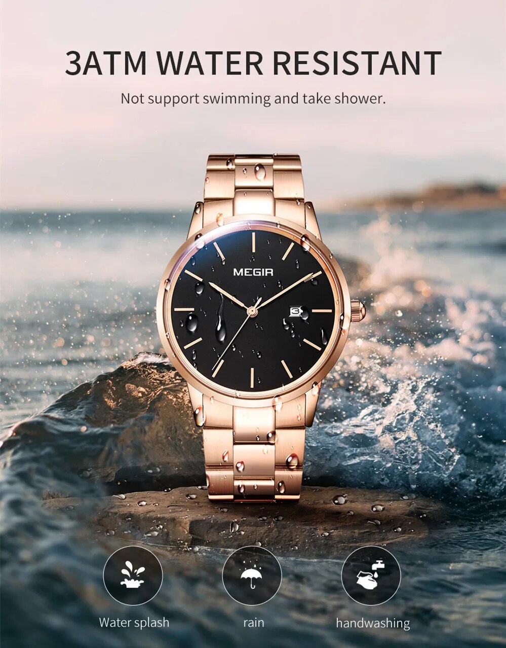 MEGIR Quartz Watch for Men Top Brand Luxury Steel Band Wristwatches Business Casual Date Clock Waterproof Relogio Masculino 2164-7