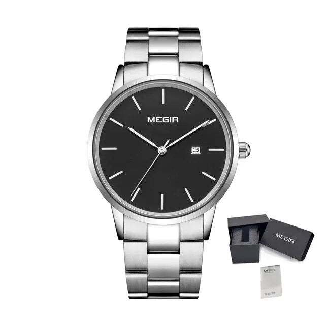 MEGIR Quartz Watch for Men Top Brand Luxury Steel Band Wristwatches Business Casual Date Clock Waterproof Relogio Masculino 2164-18