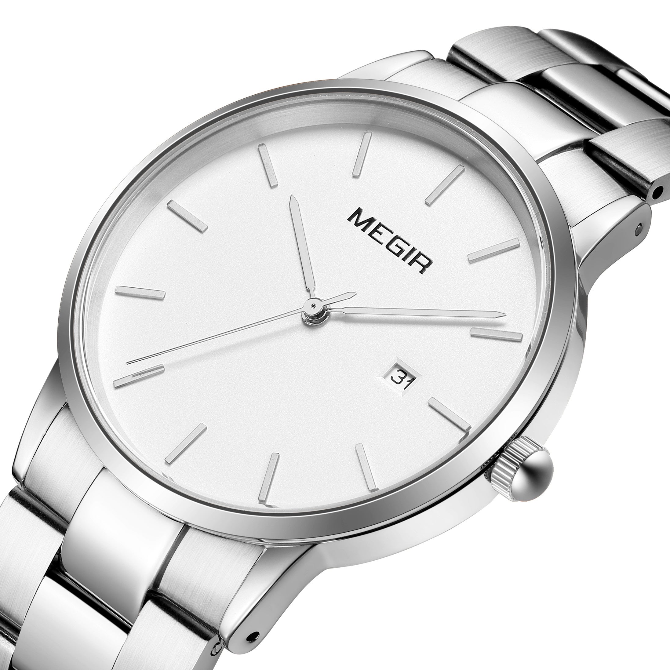 MEGIR Quartz Watch for Men Top Brand Luxury Steel Band Wristwatches Business Casual Date Clock Waterproof Relogio Masculino 2164-11