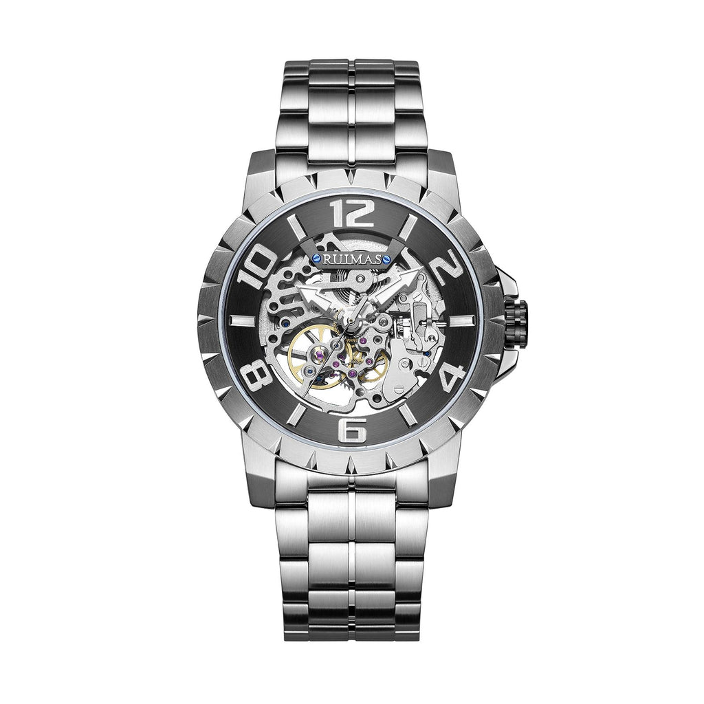 RUIMAS Men Mechanical Watch Luxury Automatic Stainless Steel Bracelet Wristwatches 5ATM Waterproof Clock Relogio Masculino 6784-8