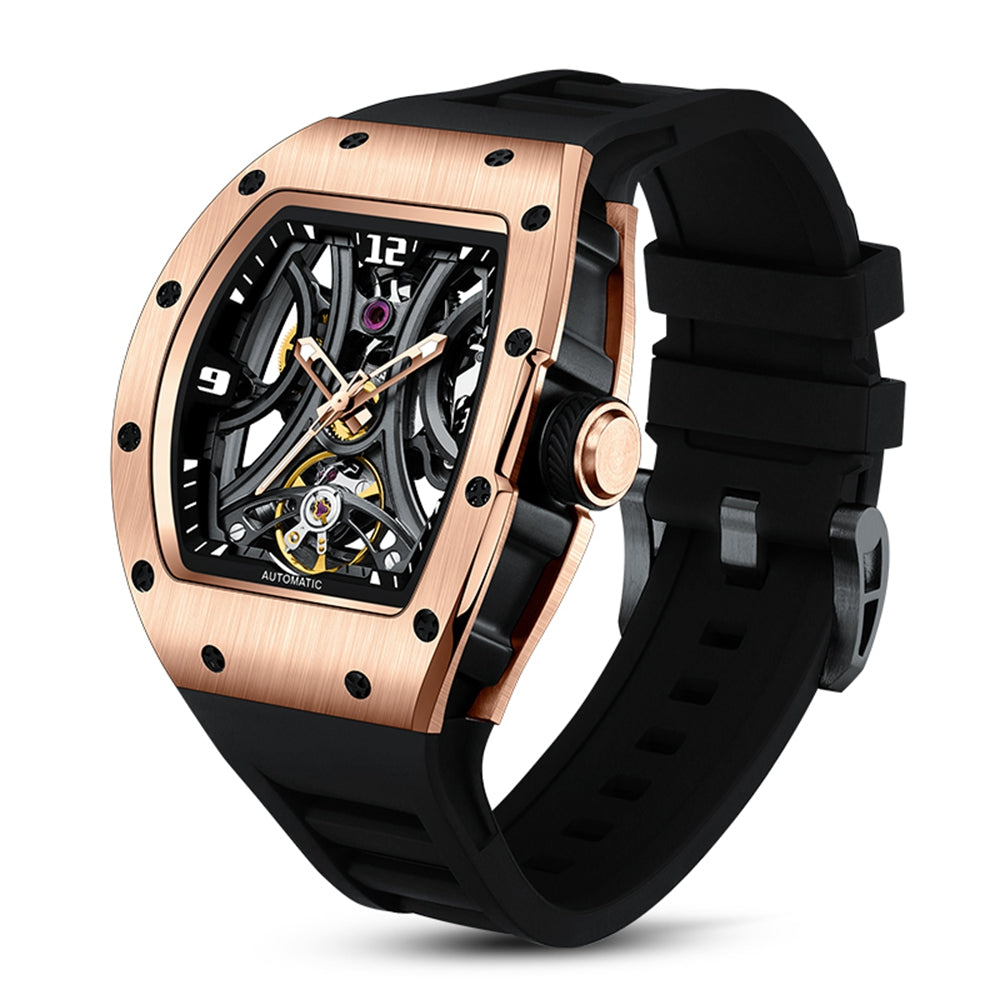 MEGIR Skeleton Big Dial Men Mechanical Watch Fashion Luminous Automatic Movement Wristwatch Stainless Steel Case Clock 9190-11-8