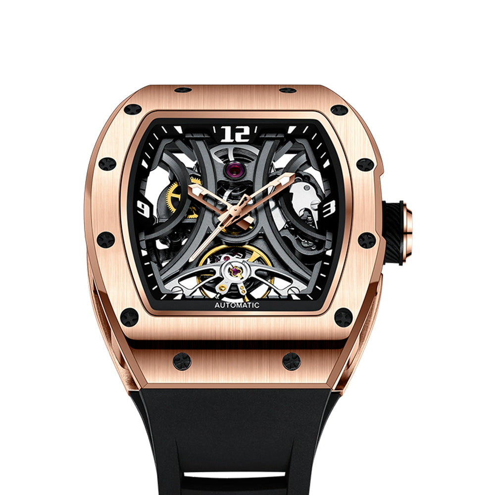 MEGIR Skeleton Big Dial Men Mechanical Watch Fashion Luminous Automatic Movement Wristwatch Stainless Steel Case Clock 9190-11-9