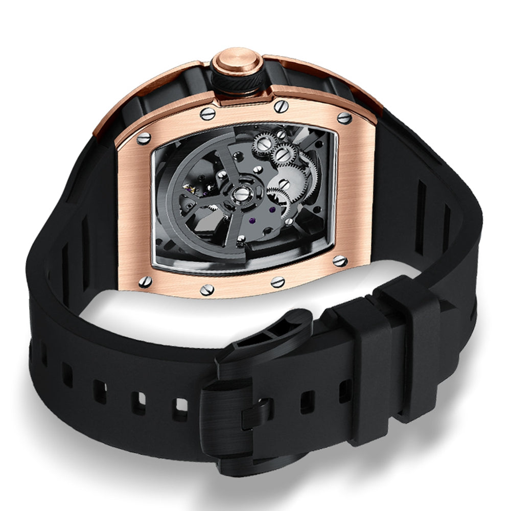 MEGIR Skeleton Big Dial Men Mechanical Watch Fashion Luminous Automatic Movement Wristwatch Stainless Steel Case Clock 9190-11-14