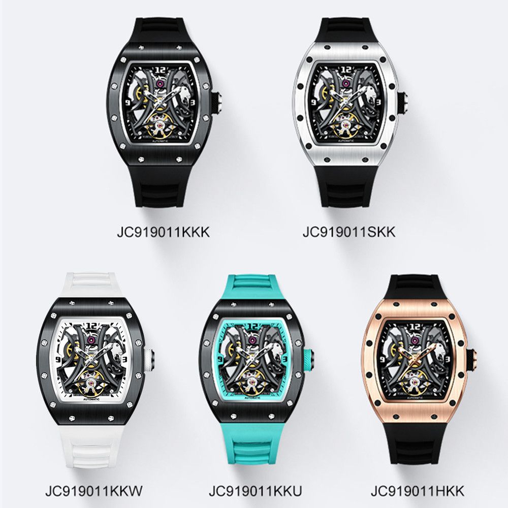 MEGIR Skeleton Big Dial Men Mechanical Watch Fashion Luminous Automatic Movement Wristwatch Stainless Steel Case Clock 9190-11-6