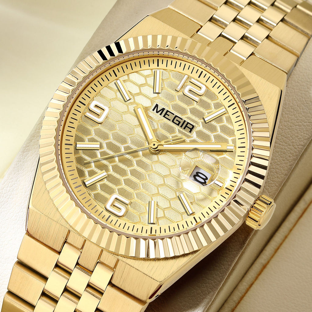 MEGIR Original Men Business Leisure Watches Stainless Steel Bracelet Quartz Wristwatch Waterproof Luminous Date Clock Reloj Hombre 1101-1