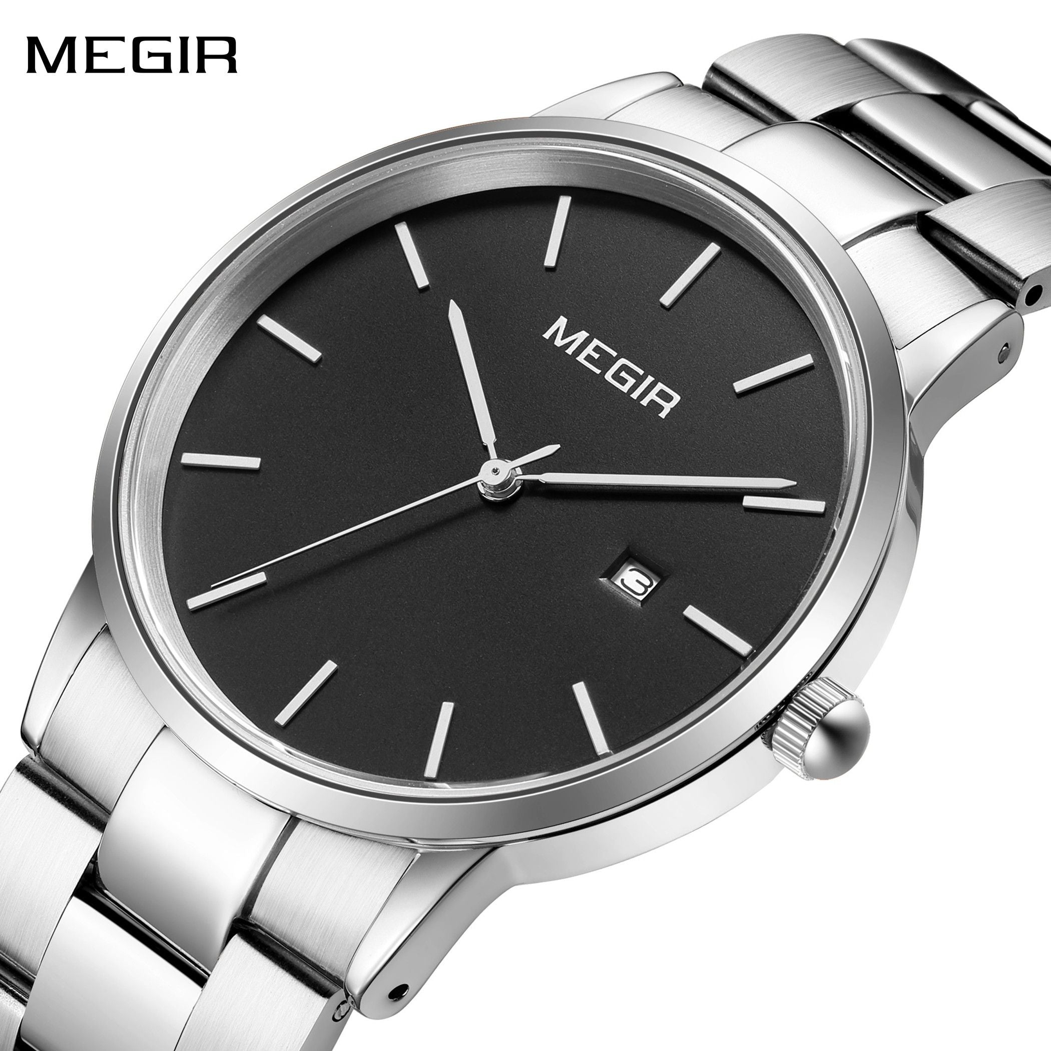 MEGIR Quartz Watch for Men Top Brand Luxury Steel Band Wristwatches Business Casual Date Clock Waterproof Relogio Masculino 2164-0