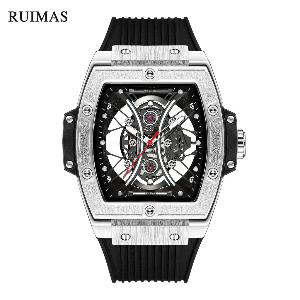 RUIMAS Quartz Sport Watches for Man Hollow Out Fashion Men Wristwatch 3ATM Waterproof Silicone Strap Clock Relogio Masculino 334-0