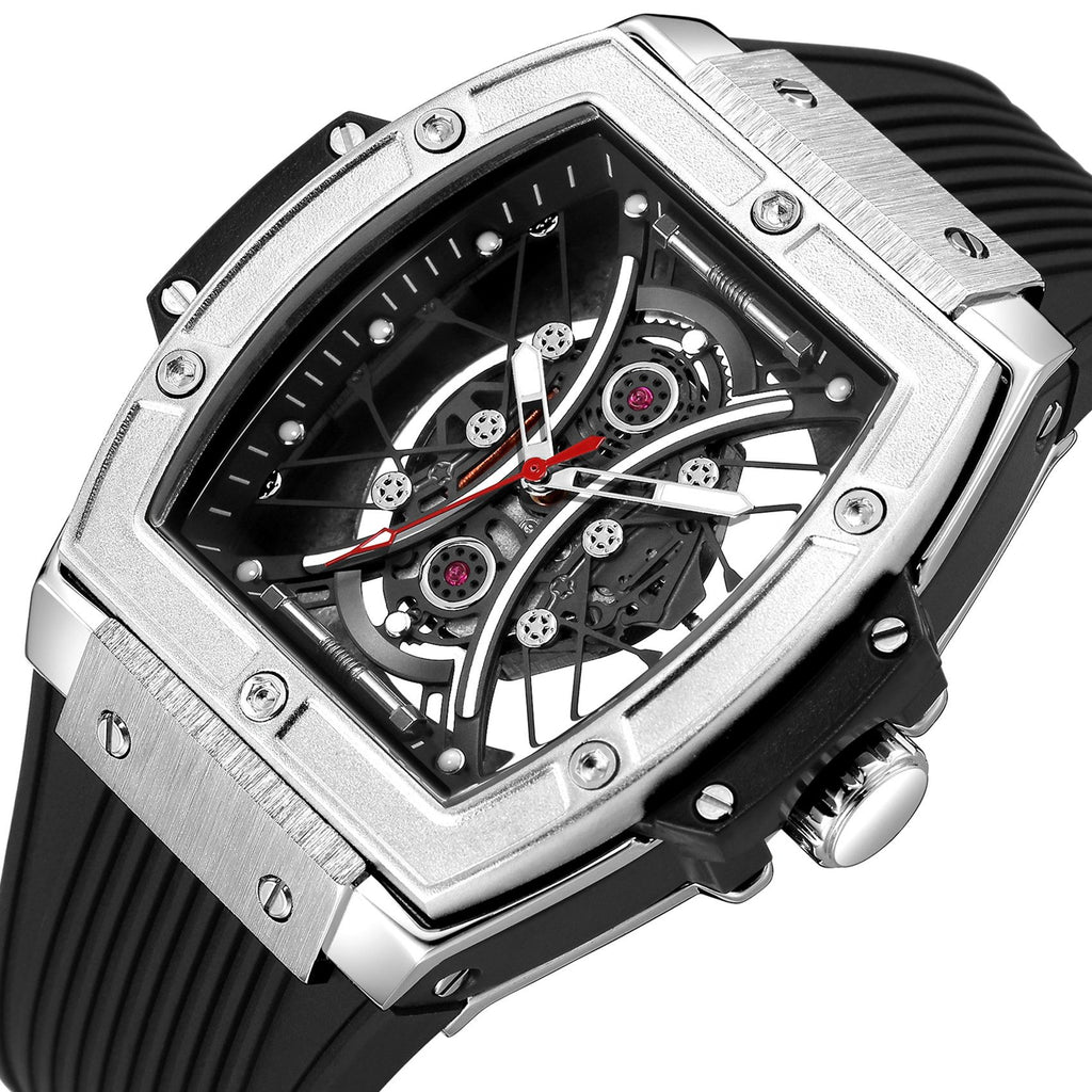 RUIMAS Quartz Sport Watches for Man Hollow Out Fashion Men Wristwatch 3ATM Waterproof Silicone Strap Clock Relogio Masculino 334-15