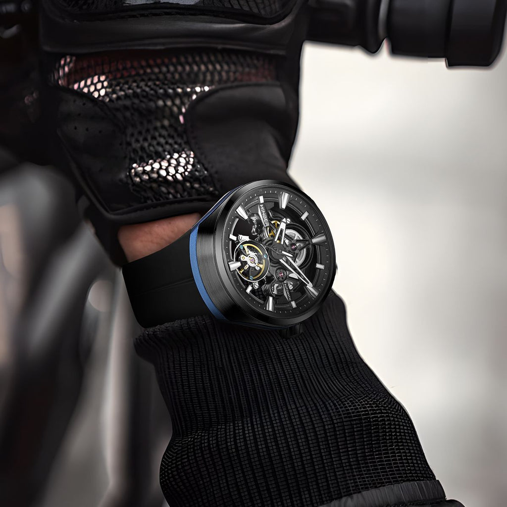 MINBER Skeleton Dial Mechanical Watches for Men Luxury Automatic Movement Sports Wristwatches Waterproof Reloj Hombre 6004G-3-3